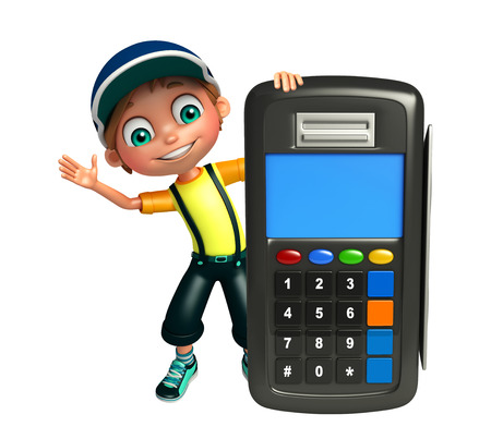 kid boy with swap machineの写真素材