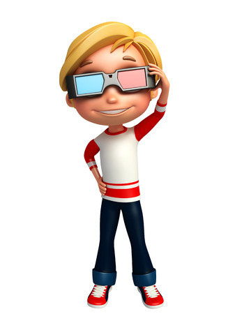kid boy with 3D gogalの写真素材