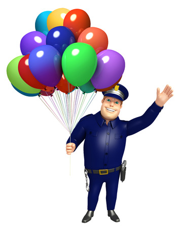 Police with Balloonの写真素材