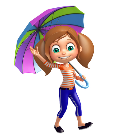 kid girl with Umbrellaの写真素材
