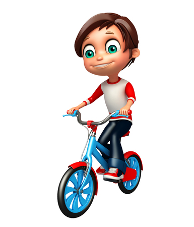 kid boy with bicycleの写真素材
