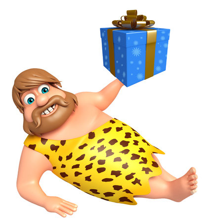 Caveman with Giftboxの写真素材