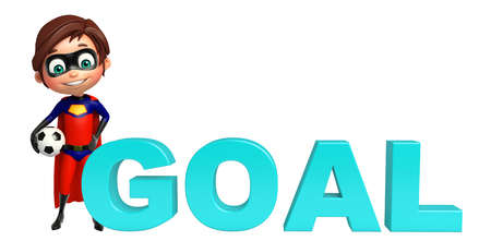 Superboy with Football and goal signの写真素材