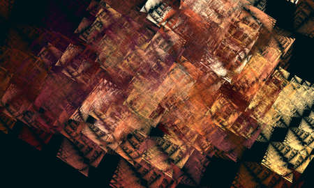 Artistic abstract 3d canvas with expressive digital strokes in brown copper golden yellow hues. Emotional parametric wallpaper. Great for design as backdrop, cover print, overlay.の写真素材