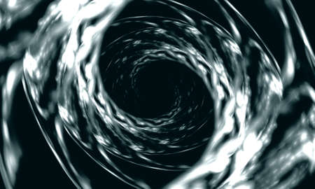 Weird fantastic monochromatic whirlpool of glossy slick substance creates funnel or tunnel into dark...