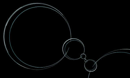 Minimal simple rings connected in chain on black background. Digital 3d illustration in symbolic...