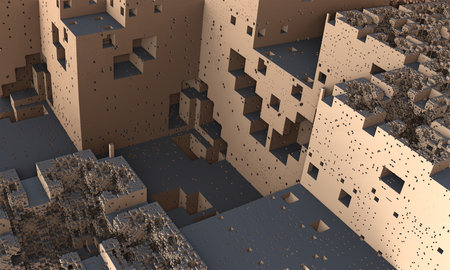 Surreal 3d illustration of non existent urban space, town or street in ancient Mediterranean style....