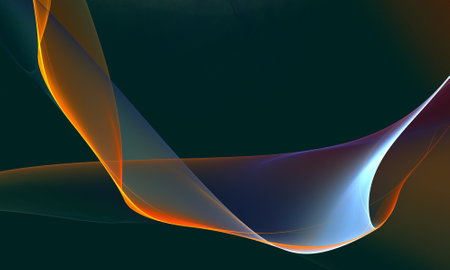 Digital artistic wavy red blue 3d veil, in dark space. Stylish splash screen, abstract poster or...
