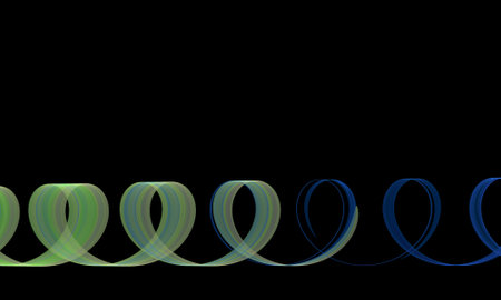 Minimal and simple digital 3d illustration with empty space and curly stripe or ribbon in the...