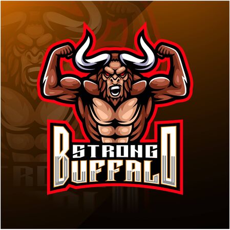 King buffalo esport mascot logoのイラスト素材
