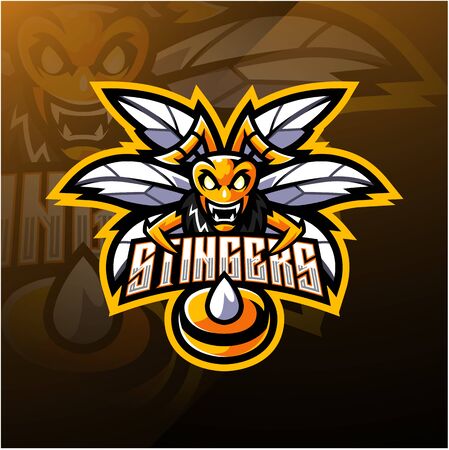 Angry bee mascot logo designのイラスト素材