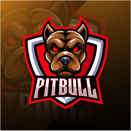 Pitbull Head esport Mascot Logoのイラスト素材