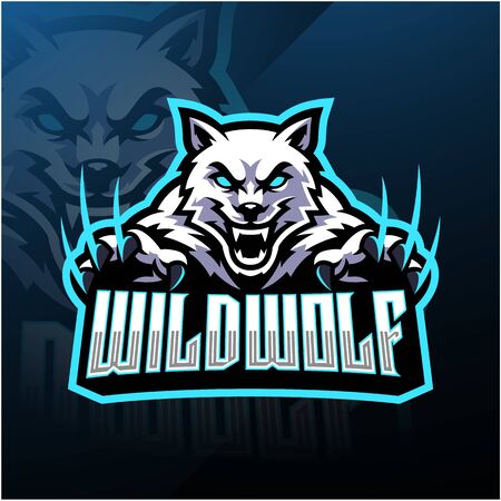 Wild wolf esport mascot logo designのイラスト素材