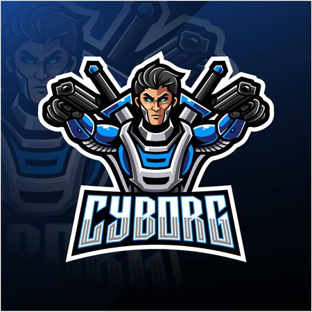 Cyborg esport mascot logo designのイラスト素材