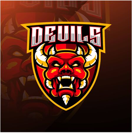 Devil head esport mascot logo designのイラスト素材