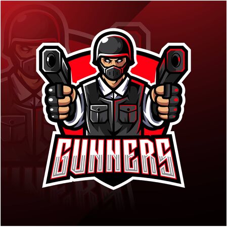 Gunner esport mascot logo designのイラスト素材