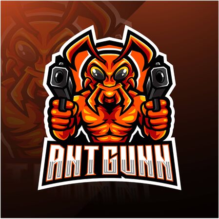 Ant gunner esport mascot logoのイラスト素材