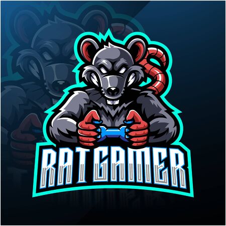 Rat gamer esport mascot logoのイラスト素材