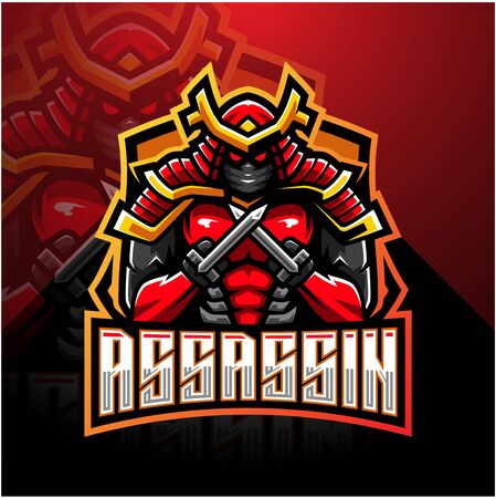 Assassin esport mascot logo designのイラスト素材