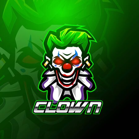 Clown esport mascot logo designのイラスト素材