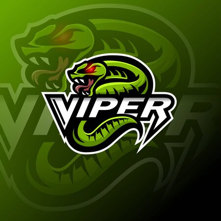 Green viper snake mascot logo designのイラスト素材