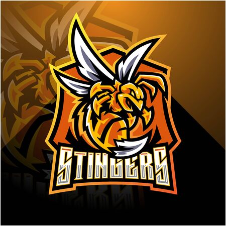 Angry bee esport mascot logo designのイラスト素材