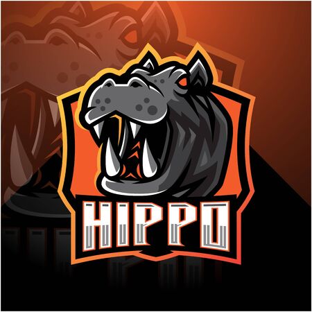 Hippo esport mascot logo designのイラスト素材