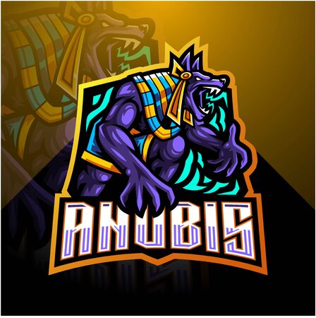 Anubis esport mascot logo designのイラスト素材