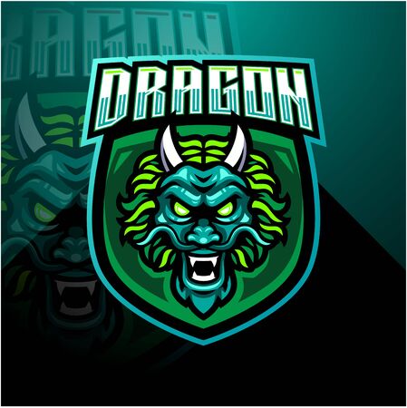 Dragon head esports mascot logo designのイラスト素材