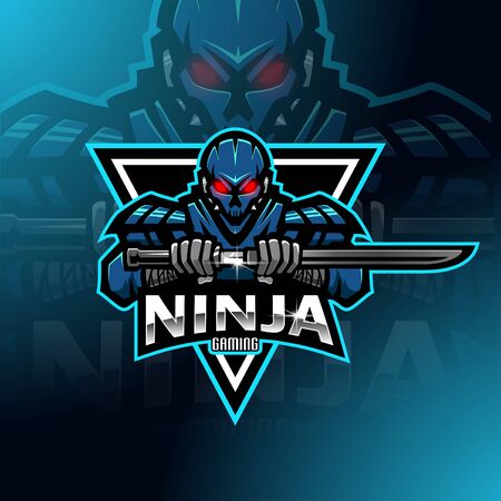 Ninja robot esport mascot logo designのイラスト素材