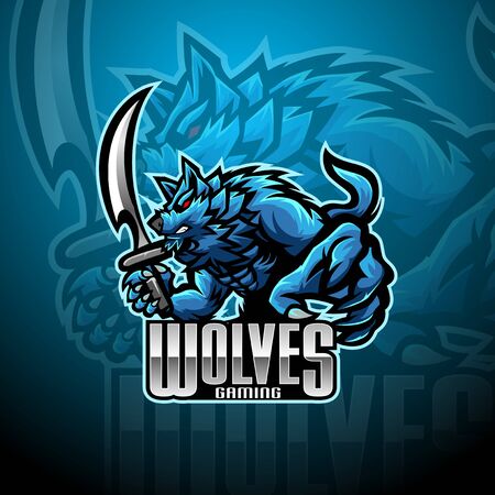 Wild wolf esport mascot  designのイラスト素材