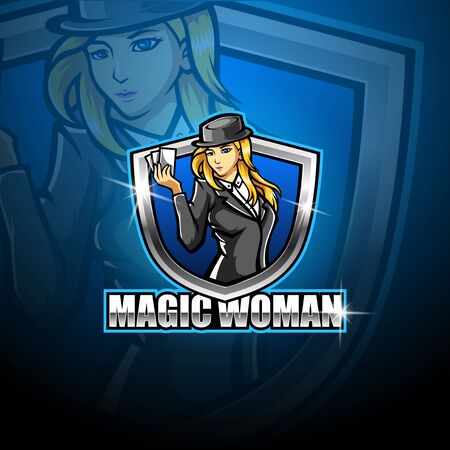 Magic women esport mascot logoのイラスト素材