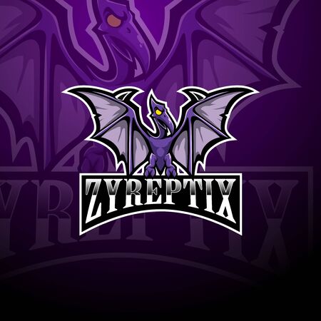 Pterodactyl esport mascot logo designのイラスト素材