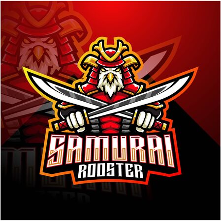 Samurai rooster esport mascot logoのイラスト素材