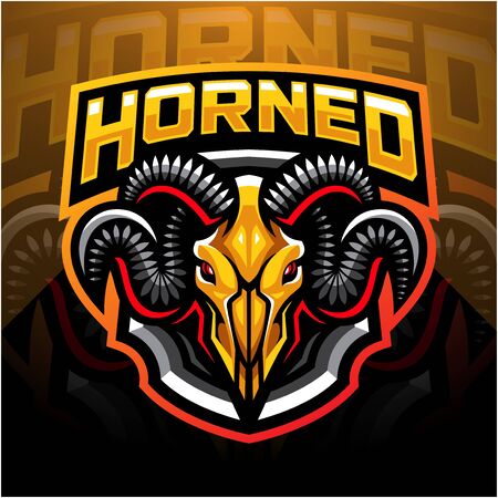 Skull goat head esport mascot logoのイラスト素材
