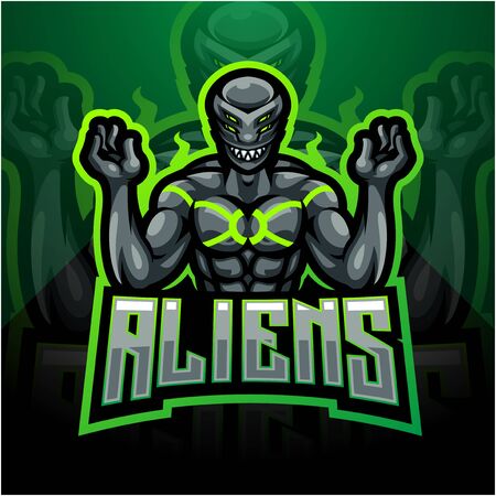 Alien esport mascot logo designのイラスト素材