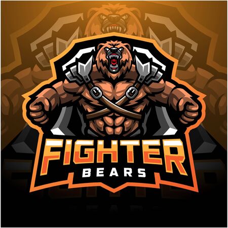 Bear fighter esport mascotのイラスト素材