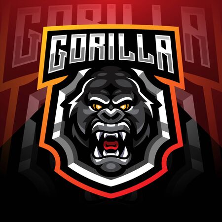 Gorilla head esport mascot logo desainのイラスト素材