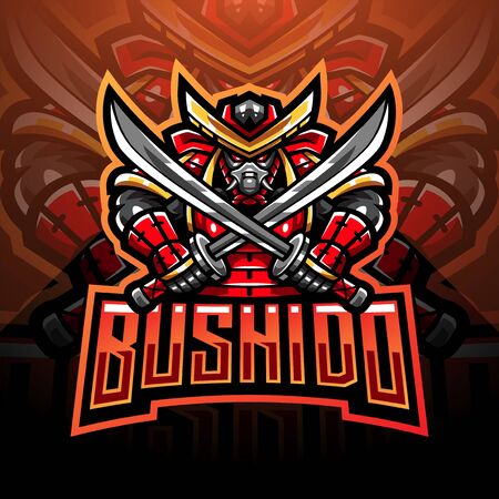 Bushido esport mascot logo designのイラスト素材
