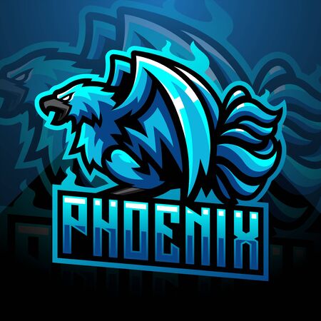 Blue phoenix esport mascot  designのイラスト素材