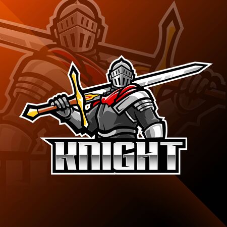 Knight esport mascot logo designのイラスト素材