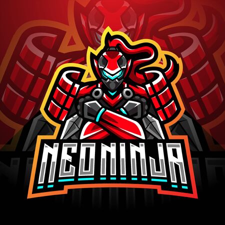 Neo ninja esport mascot logo designのイラスト素材