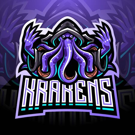 Kraken octopus esport mascot  designのイラスト素材
