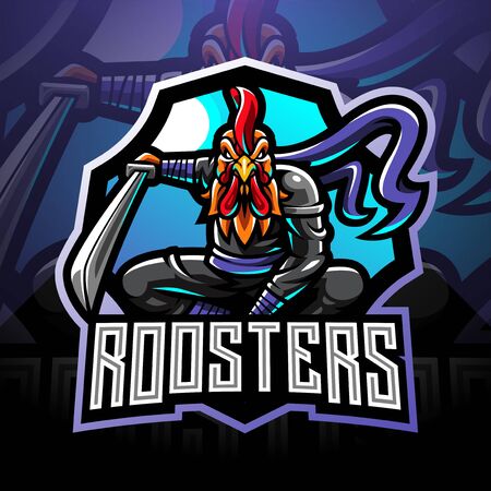 Ninja rooster esport mascot designのイラスト素材
