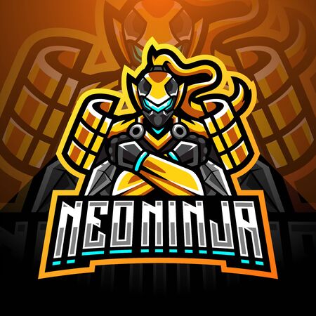 Neo ninja esport mascot logo designのイラスト素材