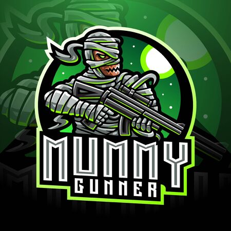 Mummy gunner esport mascot logoのイラスト素材