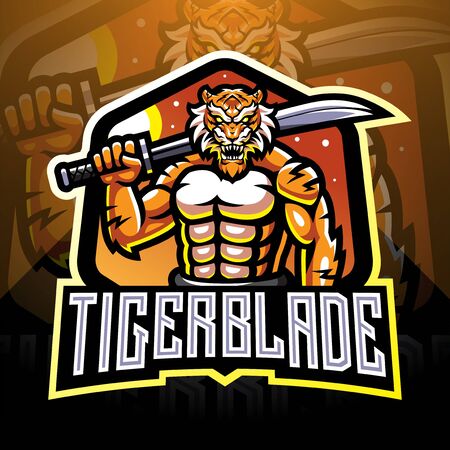 Tiger with blade esport mascot logoのイラスト素材