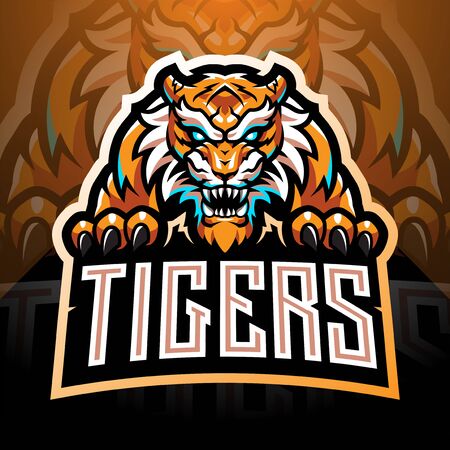 Tiger face esport mascot logo designのイラスト素材