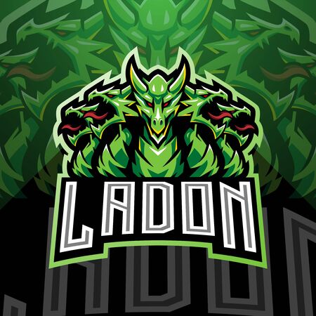 Ladon esport mascot logo designのイラスト素材