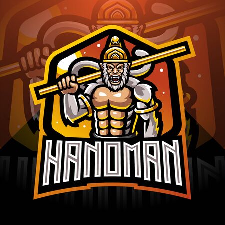 Hanoman esport mascot logoのイラスト素材